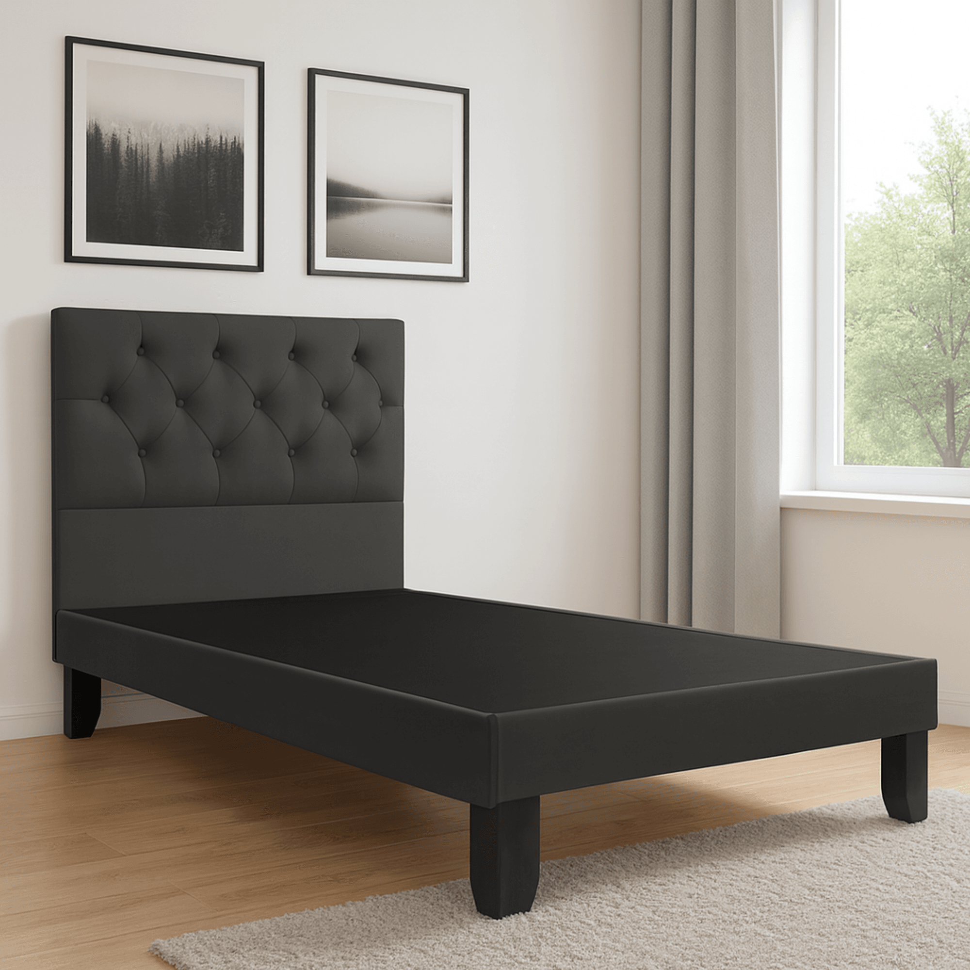 Cama Europea Con Respaldo a Piso 1.5 Plazas